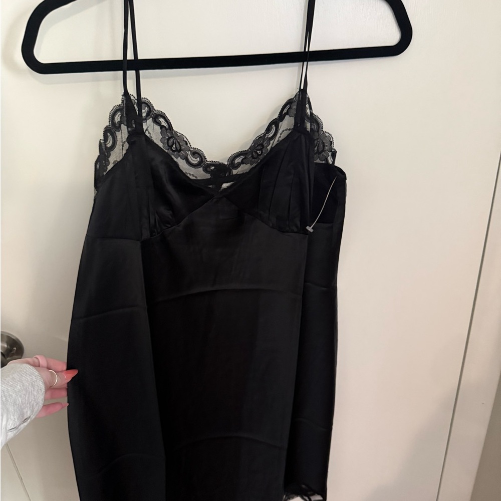 NWOT- Trina Turk Black Silk & Lace Chemise